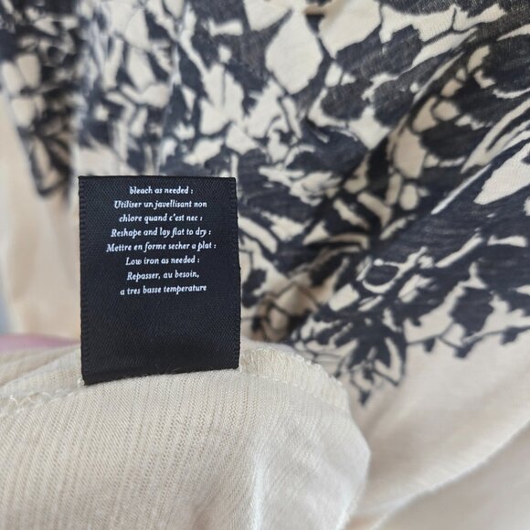 Deletta x Anthropologie Cream Black Floral Elastic Cuff Blouse Size Medium - Picture 14 of 14